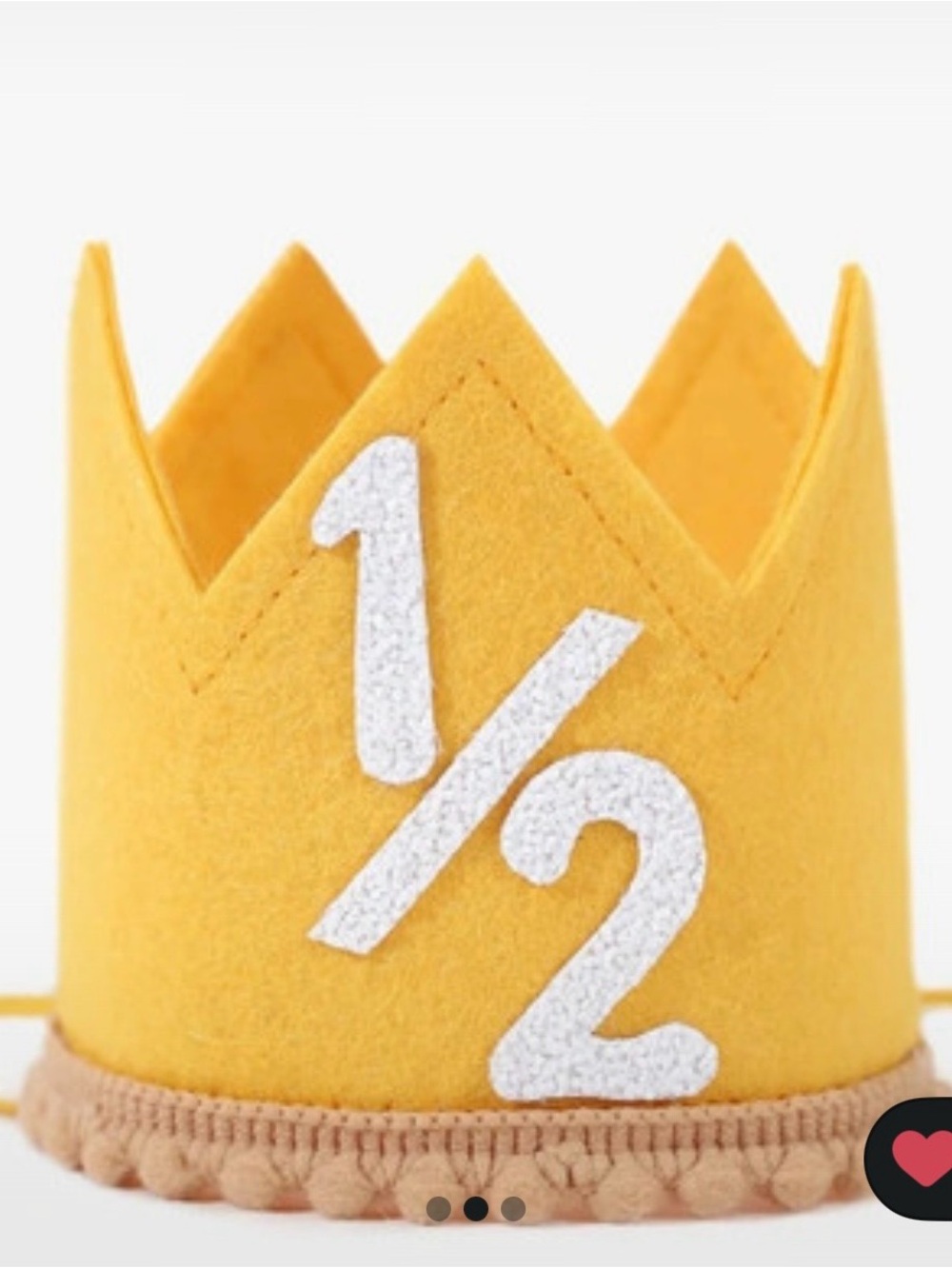 Yellow Felt 1/2 Birthday Party Crown & Banner for babies